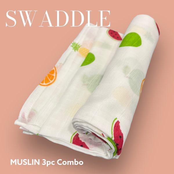 Muslin Swaddle Wrapper 3pc Combo - Image 3