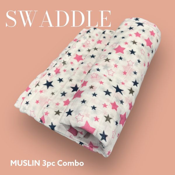 Muslin Swaddle Wrapper 3pc Combo - Image 4