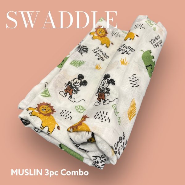 Muslin Swaddle Wrapper 3pc Combo - Image 5