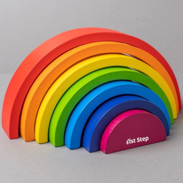 7 PCS NATURAL WOODEN RAINBOW STACKER toy