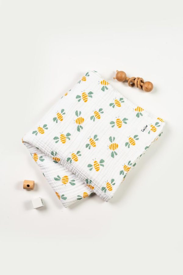 Muslin Swaddle Blanket 4layer Honey Bee