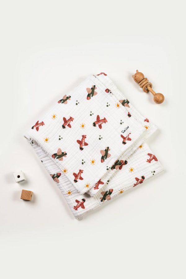 Muslin Swaddle Blanket 4layer Airplane