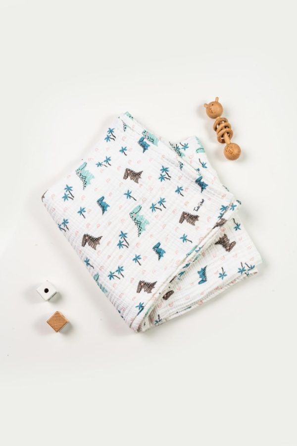 Muslin Swaddle Blanket 4layer Dino