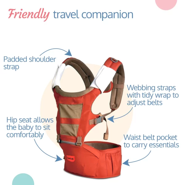 Royal Hip Seat Baby Carrier Orange | Ergonomic and Comfortable - Image 2