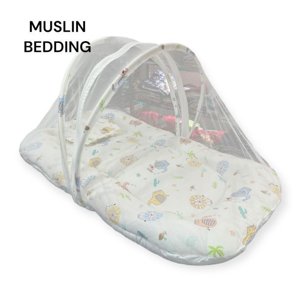 Muslin Baby Bedding with Net and Pillow - Image 3