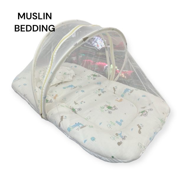 Muslin Baby Bedding with Net and Pillow - Image 4