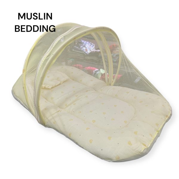 Muslin Baby Bedding with Net and Pillow - Image 5