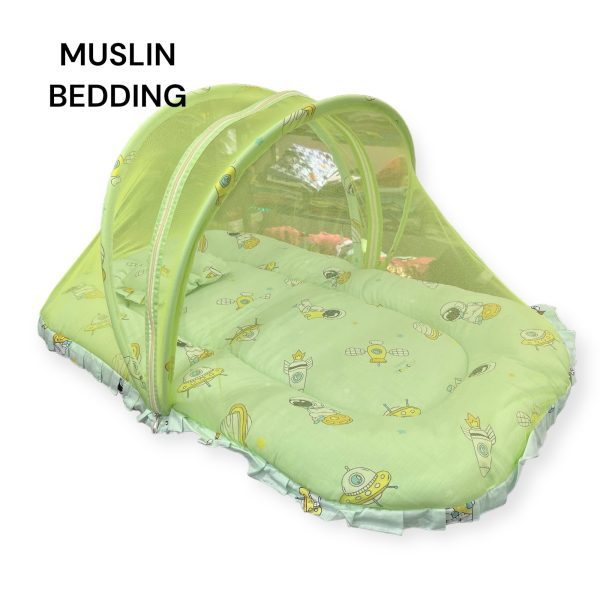 Muslin Baby Bedding with Net and Pillow - Image 6