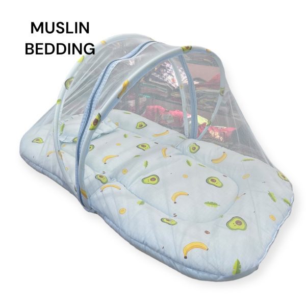 Muslin Baby Bedding with Net and Pillow - Image 7