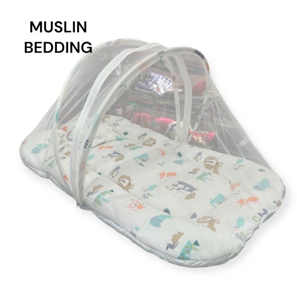 Muslin Baby Bedding with Net and Pillow - Image 8