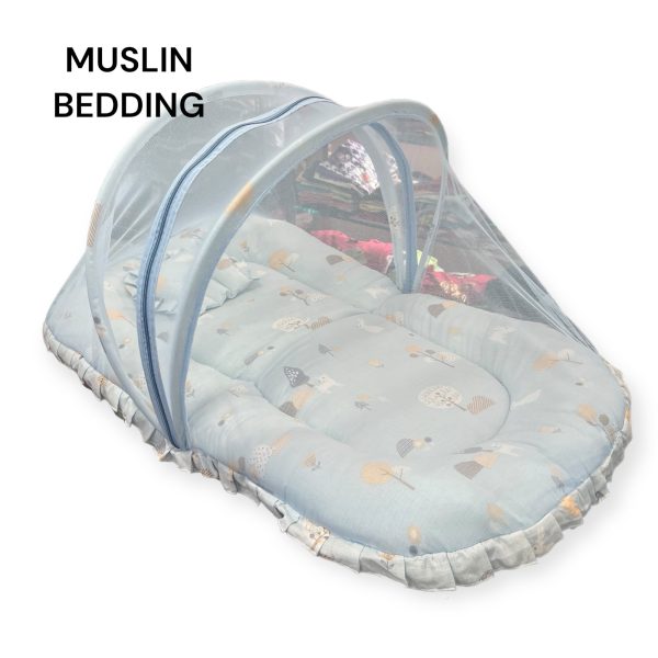 Muslin Baby Bedding with Net and Pillow - Image 9