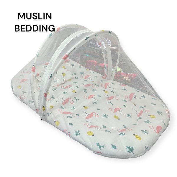 Muslin Baby Bedding with Net and Pillow - Image 11