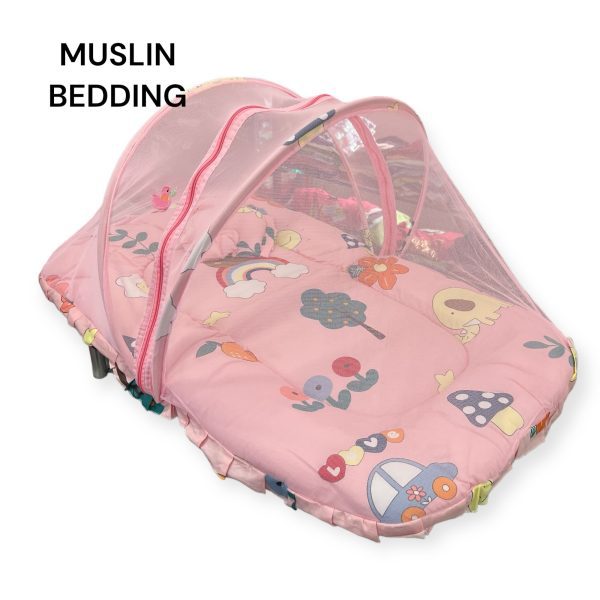 Muslin Baby Bedding with Net and Pillow - Image 12