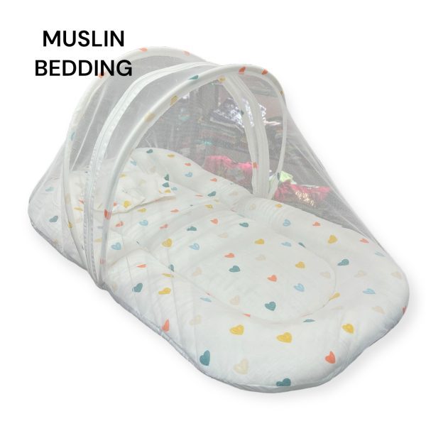 Muslin Baby Bedding with Net and Pillow - Image 13