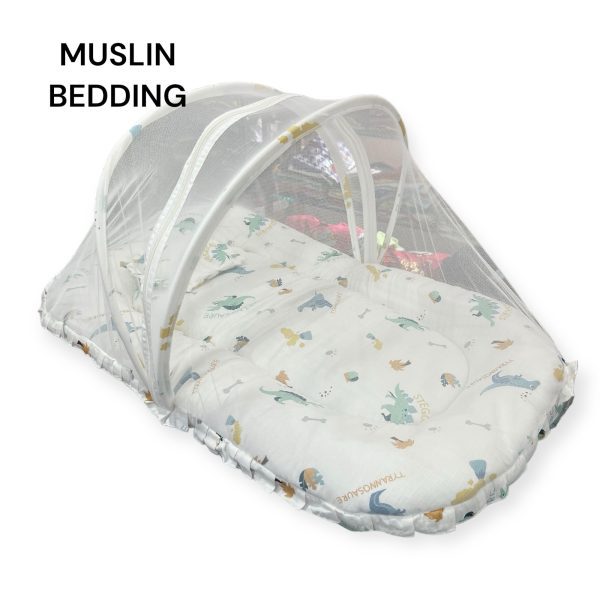 Muslin Baby Bedding with Net and Pillow - Image 14