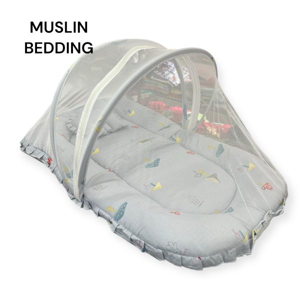 Muslin Baby Bedding with Net and Pillow - Image 15