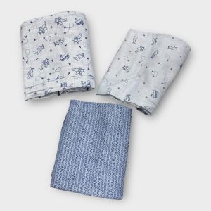 Luxury Organic Muslin Swaddle Blanket - Pack of 3pcs | 100% Cotton Baby Throws