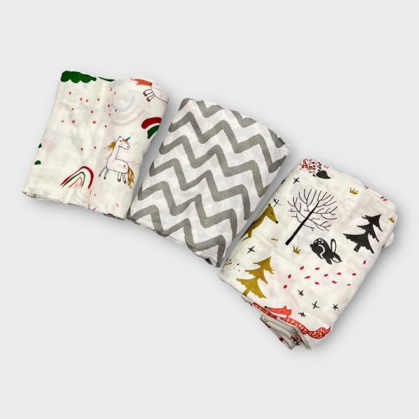 Luxury Organic Cotton Baby Throws - Pack of 3 | Soft & Breathable Muslin Swaddle Blankets - Image 2