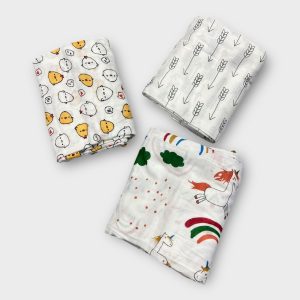 Organic Muslin Swaddle Blanket - Pack of 3pcs | 100% Cotton Baby throws