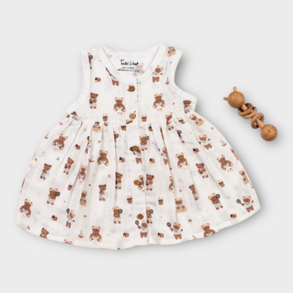 Muslin Frock sleeveless teddy