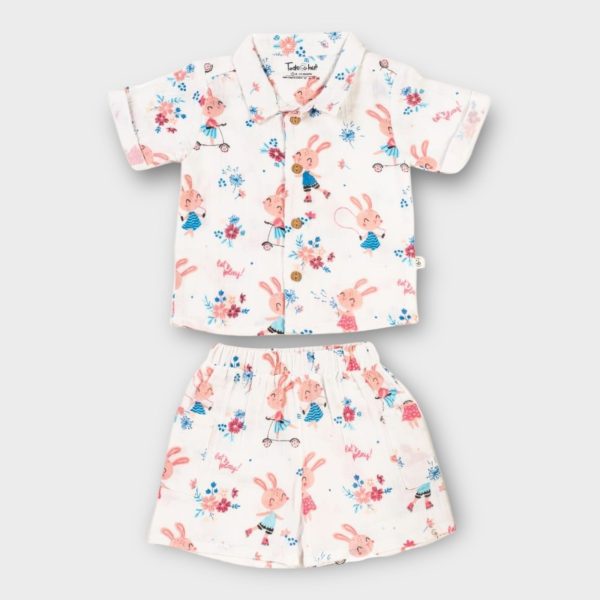 Muslin Co Ord Set Jabla with Shorts Bunny