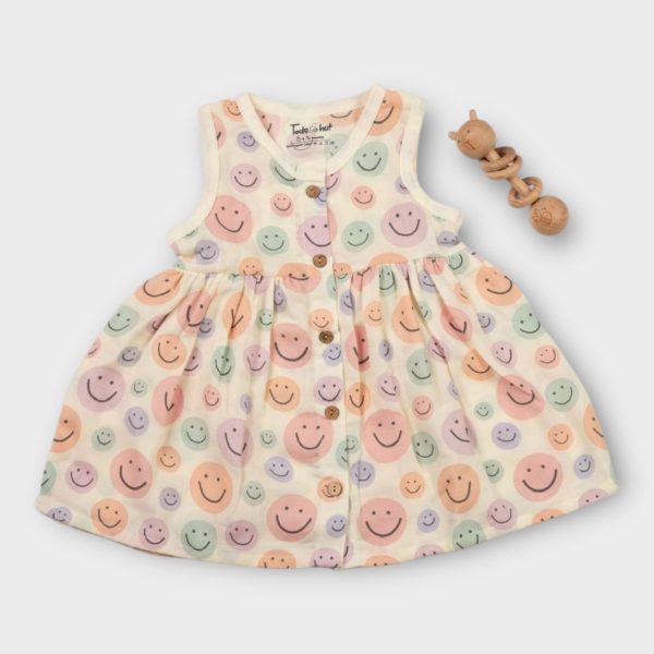 Muslin Frock sleeveless smiley