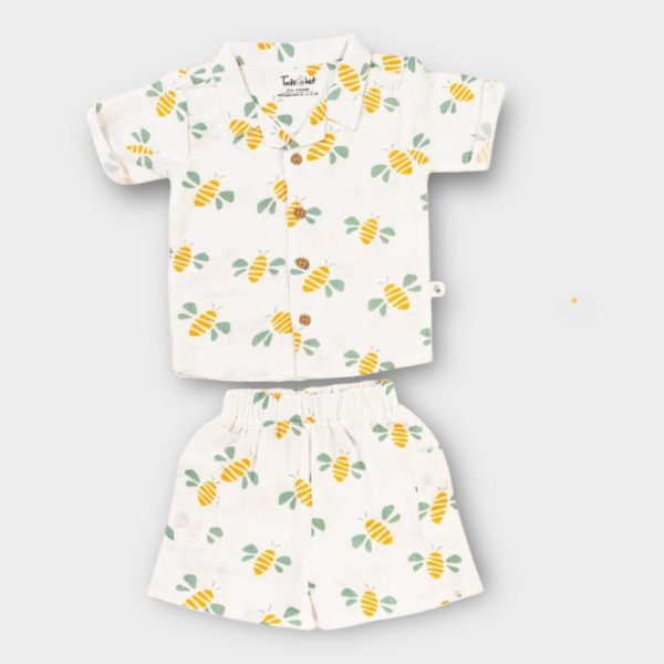 Muslin Co Ord Set Jabla with Shorts Bee