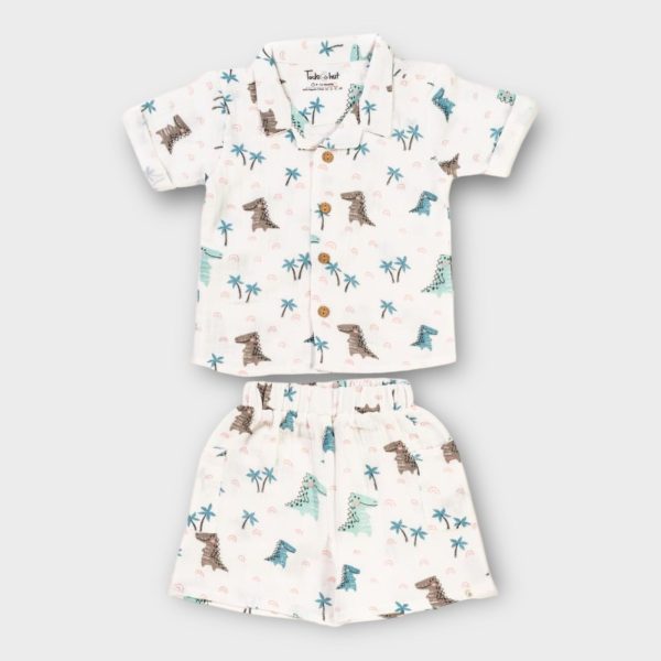 Muslin Co Ord Set Jabla with Shorts Dino