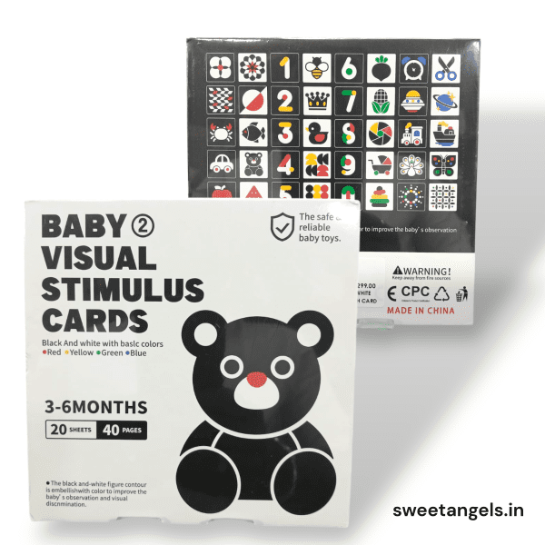 3-6 Months Baby Flash Cards – Black, White & Color Visual Stimulation Cards