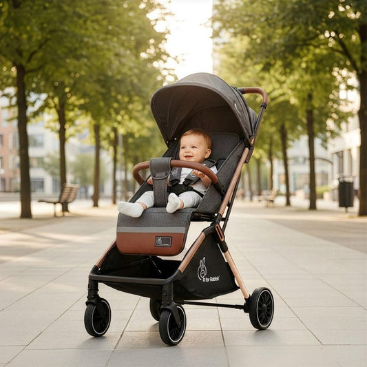 Street Smart Auto Fold Stroller for Kids Safety Certified, Travel Friendly, Breathable Mesh, 360 Degree Rotation, 0-3 Yrs - Ash Grey