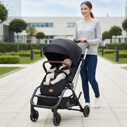 Street Smart 360-degree Rotatable Kids Stroller - Pure Black