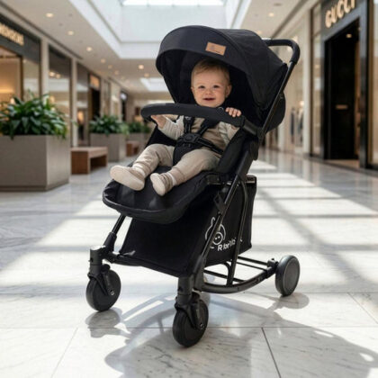 Rock N Roll 2 In 1 Baby Stroller Cum Rocker, Light Weight, Compact Travel Friendly, One Hand Fold - Black