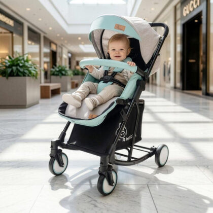 Rock N Roll 2 In 1 Baby Stroller Cum Rocker, Light Weight, Compact Travel Friendly, One Hand Fold - Green