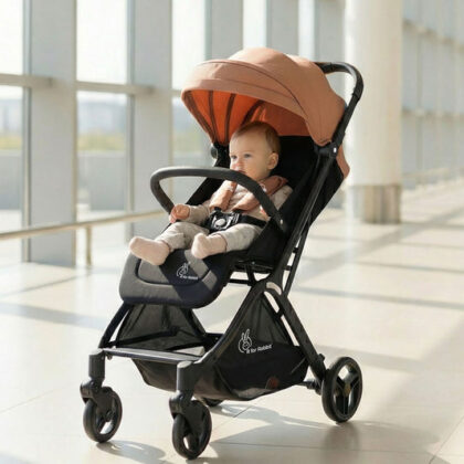 Street Smart Ace Auto Fold Kids Stroller - Peach Black