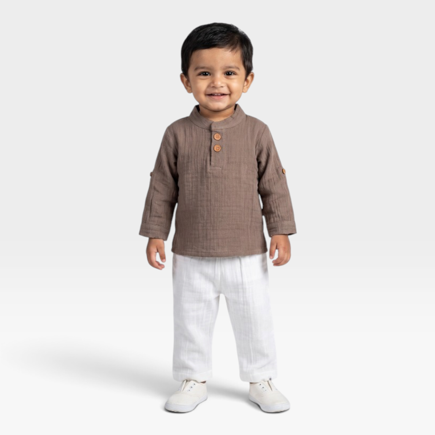Muslin Kurta & Pant Set Unisex baby and toddler group grey