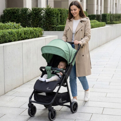 Poppins Neo Baby Stroller, Travel Stroller with 5-Point Harness & One-Hand Fold - Olive Green