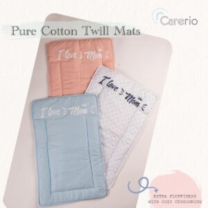 CareRio Pure Cotton Sheets/Matts for Babies – Pack of 3 (I love Mom Print) Assorted colors