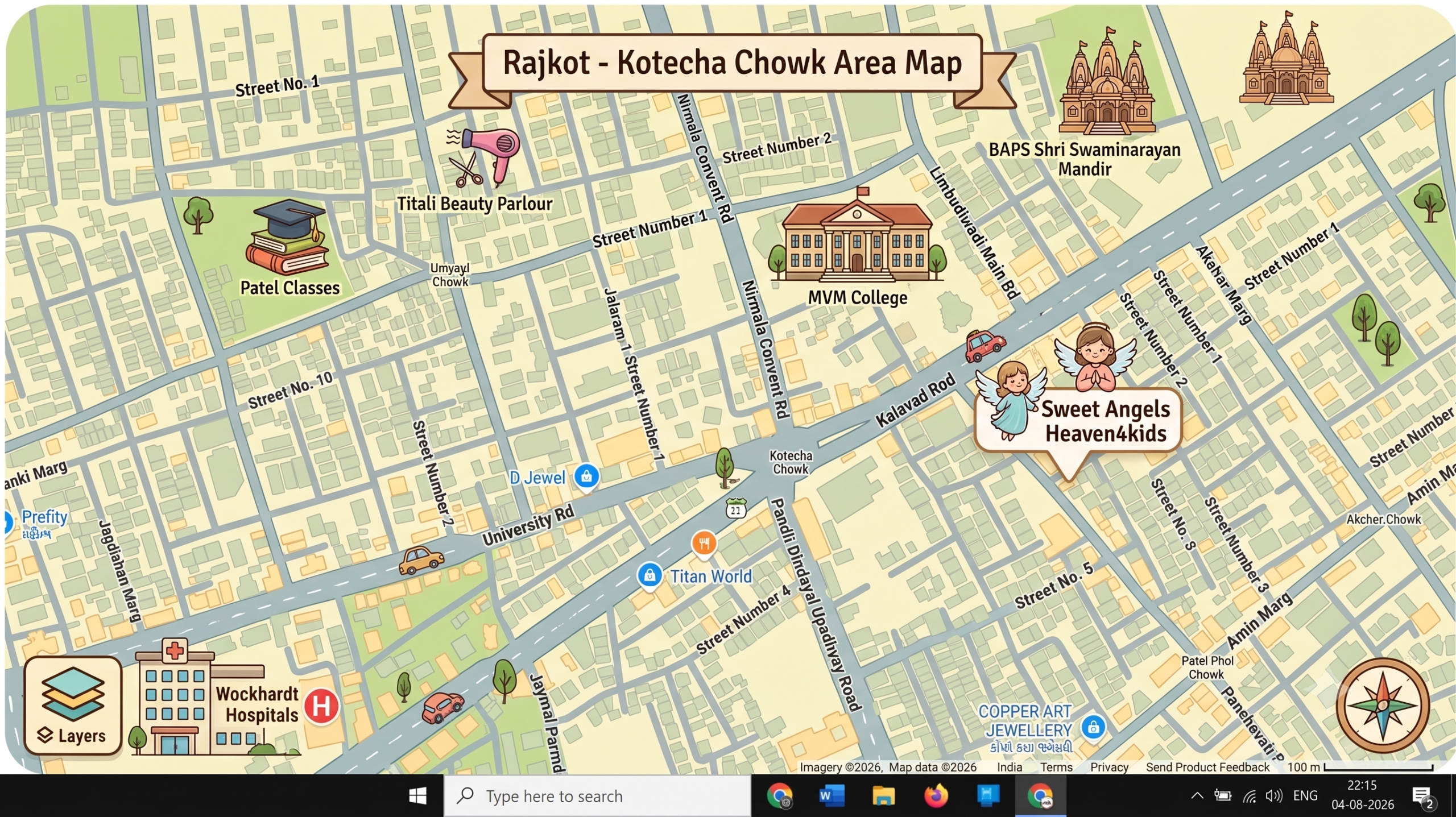 Sweet Angels location cartoon map