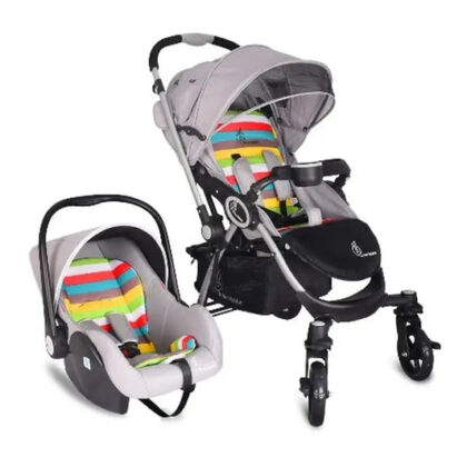 Chocolate Ride Travel System Kids Stroller Easy To Fold, Reversible Handle, Easy Attachment Of Infant Car Seat - Rainbow