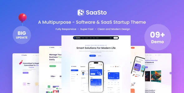 Saasto – Software & Startup SaaS Elementor WordPress Theme
