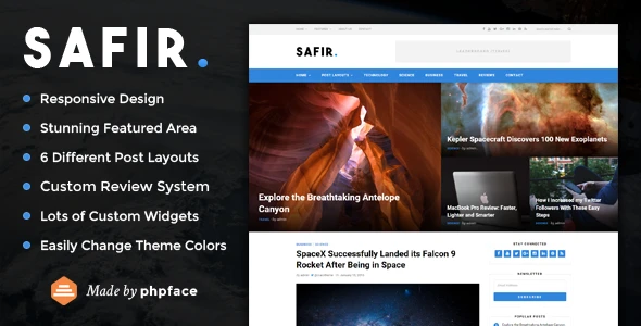 Safir – A WordPress Blog Theme